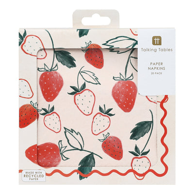 Strawberry Field Paper Napkins - 20 Pack | Party Napkins |