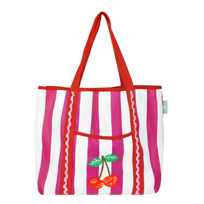 Recycled Plastic Cherry Tote Bag | Summer Decor |