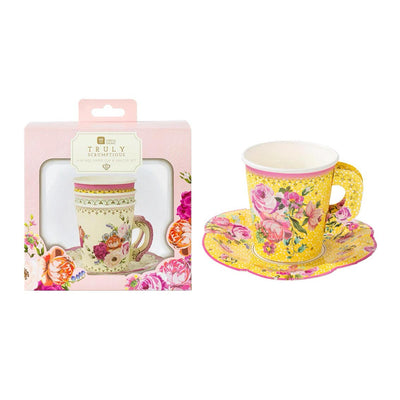 Vintage Paper Cup Set - 12 Pack | Tea Party Decor |