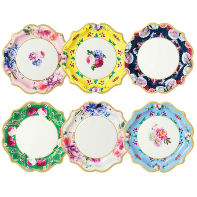 Mixed Floral Paper Plates - 12 Pack | Tea Party Decor |