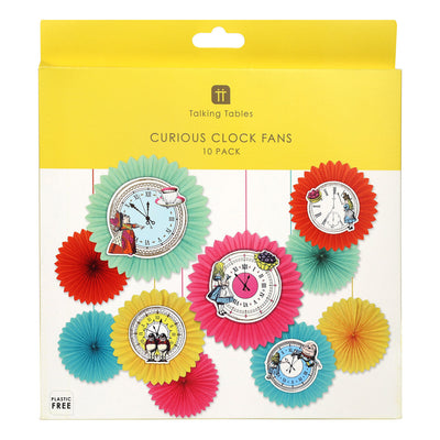 Alice Bright Clock Fans - 10 Pack | Tea Party Decor |