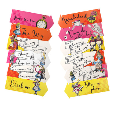 Alice in Wonderland Hanging Signs - 12 Pack | Tea Party Deor |