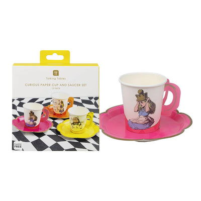 Alice in Wonderland Bright Tea Cup Set - 12 Pack | Tea Party Decor |