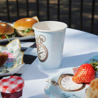 Alice in Wonderland Blue Cups - 8 Pack | Tea Party Decor |