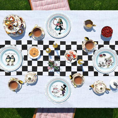 Alice in Wonderland Blue Round Plates - 24 Pack | Tea Party Decor |