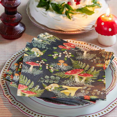 Mushroom Paper Napkins - 20 Pack | Christmas Decor |