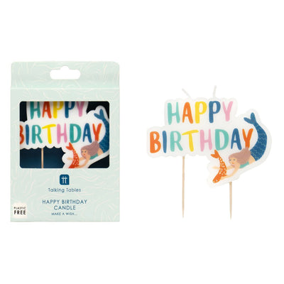 Mermaid Happy Birthday Block Candle | Cake Candles |