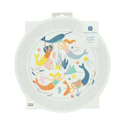 Mermaid Paper Plates - 8 Pack | Kids Party Supplies |