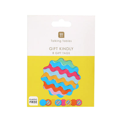 Wavy Multicolor Gift Tags - 8 Pack | Party Gift Wrap |