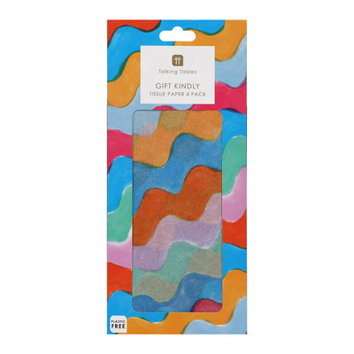 Wavy Multicolor Tissue Paper - 4 Sheets | Party Gift Wrap |