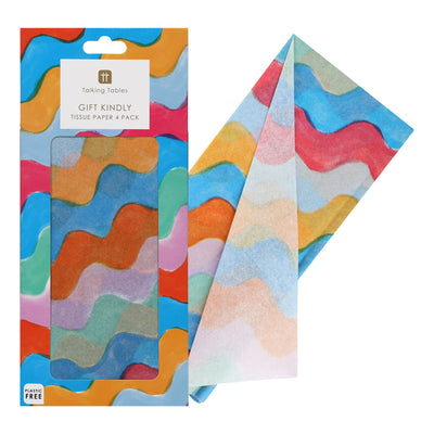 Wavy Multicolor Tissue Paper - 4 Sheets | Party Gift Wrap |