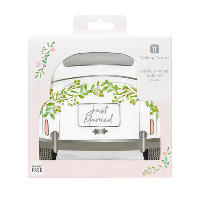 Botanical Bride Car Shaped Napkins - 16 Pack