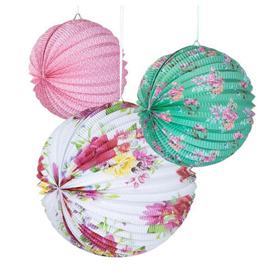 Mixed Floral Paper Lanterns - 3 Pack | Party Supplies |