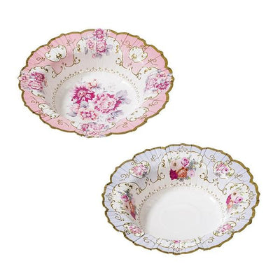 Floral Paper Bowls - 12 Pack | Tea Party Décor |