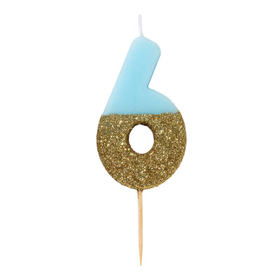 Image - We Heart Birthday Glitter Number Candle Blue 6