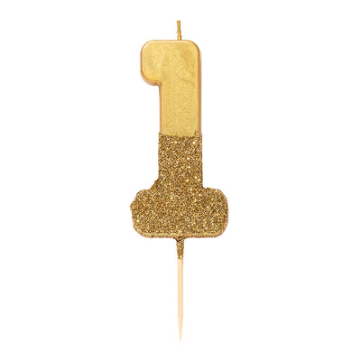Image - We Heart Birthdays Gold Glitter Number Candle 1