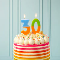 Orange and Light Blue Number Candle - 3