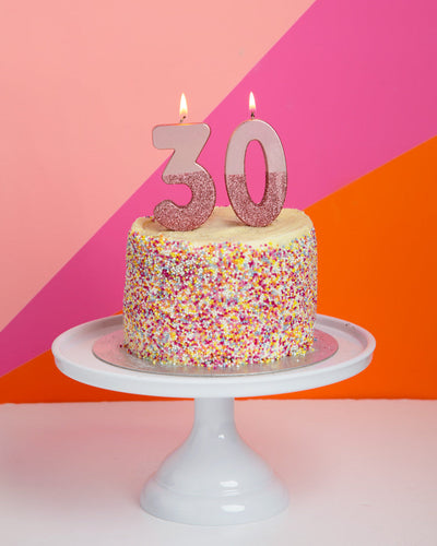 We Heart Birthdays Rose Gold Glitter Number Candle 0