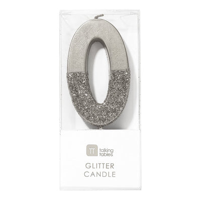 Image - We Heart Birthdays Glitter Number Candle 0, Silver