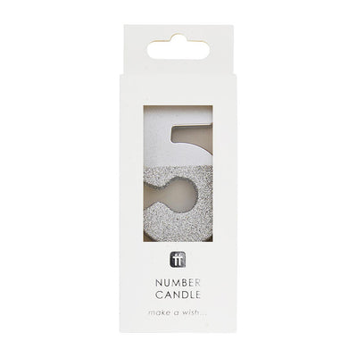 Image - We Heart Birthdays Glitter Number Candle 5, Silver