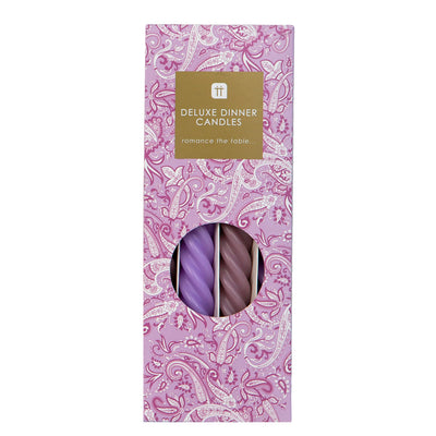 Boho Purple Spiral Candles - 4 Pack