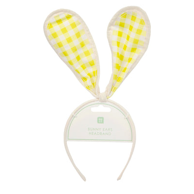 Spring Bunny Ears Yellow Gingham Headband