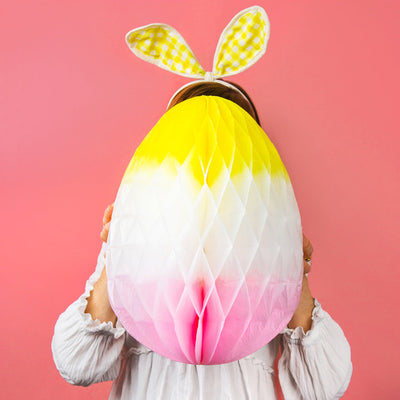 Spring Bunny Hanging Honeycomb Ombre Easter Egg - 16"