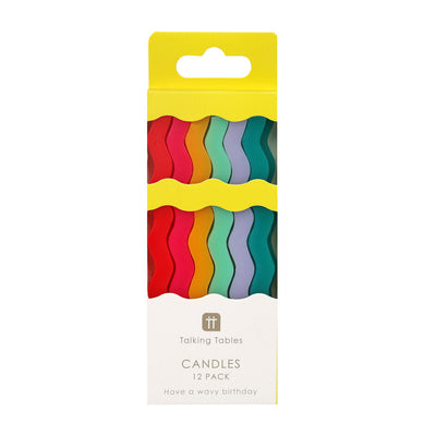 Birthday Brights Wavy Tall Happy Birthday Candle - 12 Pack