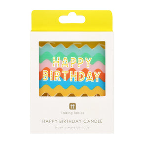 Birthday Brights Wavy Large Happy Birthday Candle - 12 Pack