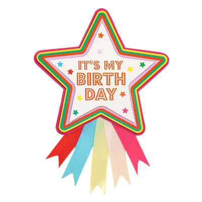 Birthday Brights Multi Colored Birthday Star Rosette Badge