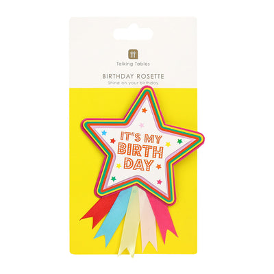 Birthday Brights Multi Colored Birthday Star Rosette Badge