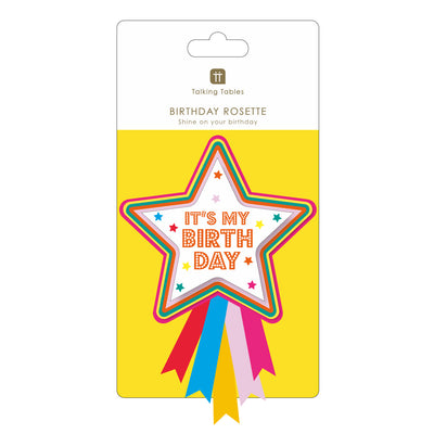 Birthday Brights Multi Colored Birthday Star Rosette Badge