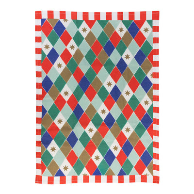 Nutcracker Harlequin Christmas Tea Towel | Kitchenware |