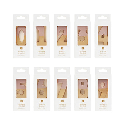 Rose Gold Dipped Number Candles Starter Set - 0-9