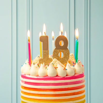 We Heart Birthdays Gold Glitter Number Candle 8