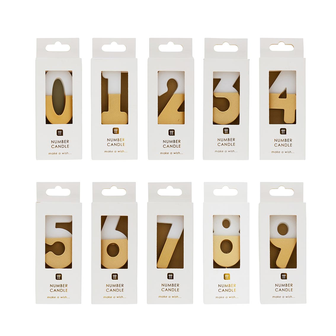 White & Gold Number Candles Starter Set - 0-9 – Talking Tables US