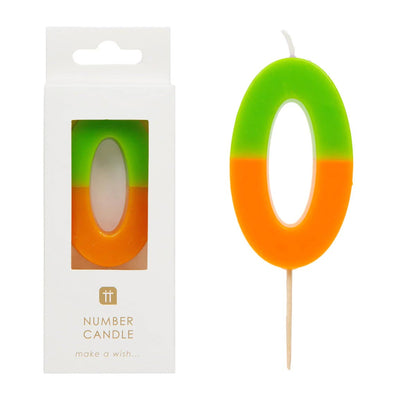 Orange and Green Number Candle - 0
