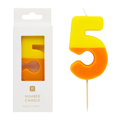 Orange and Yellow Number Candle - 5