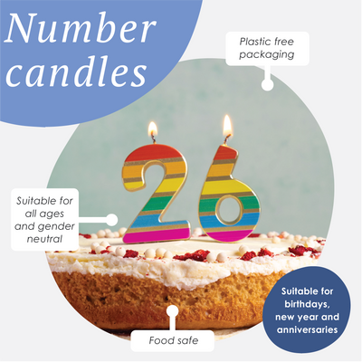 Rainbow Number Candle - 3 | Pride Party Decor |