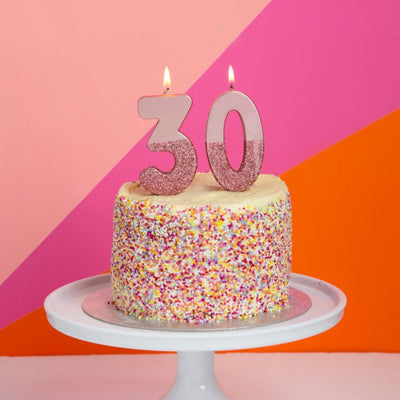 Rose Gold Glitter Number Candle - 0 | Birthday Candles |