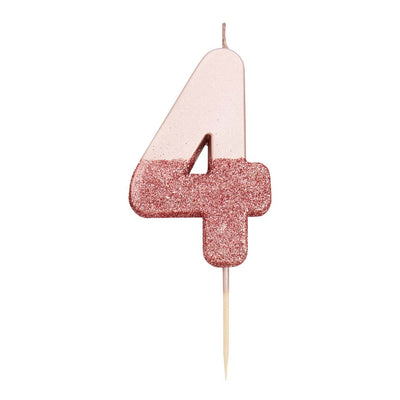 We Heart Birthdays Rose Gold Glitter Number Candle 4