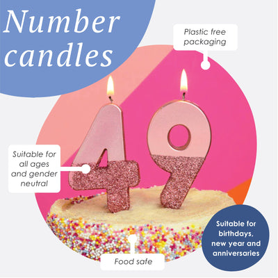 Rose Gold Glitter Number Candle - 8 | Birthday Candles |