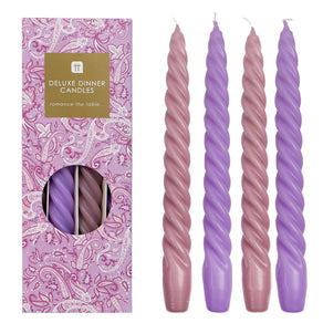 Boho Purple Spiral Candles - 4 Pack