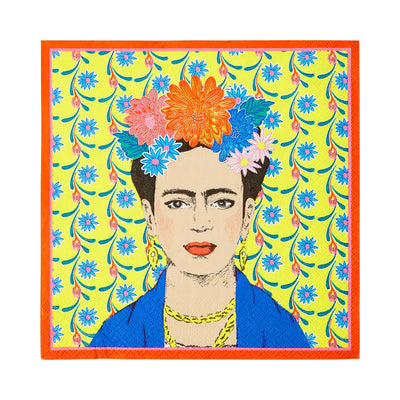 Yellow Frida Kahlo Napkinss - 20 Pack | Fiesta Party Supplies |