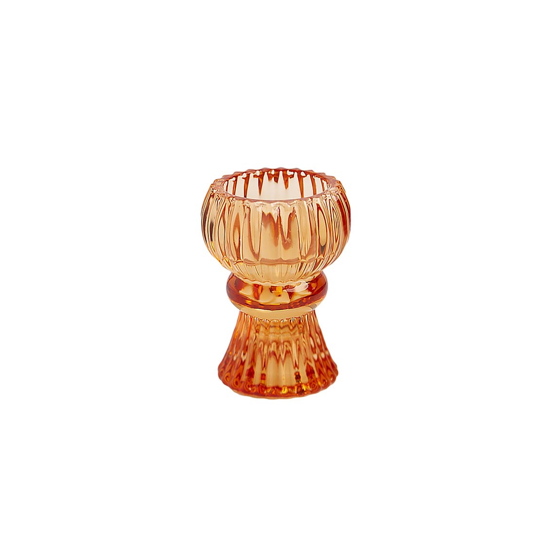 Boho Orange Glass Candle Holder, Sml