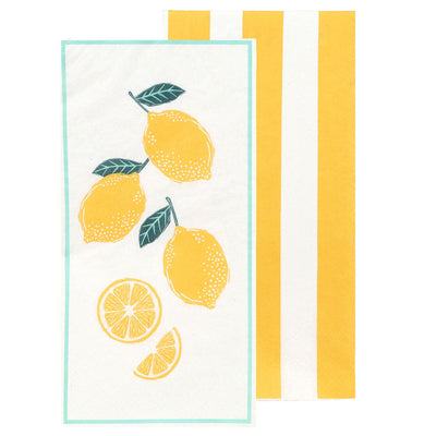 Lemon Long Lunch Paper Napkins - 16 Pack