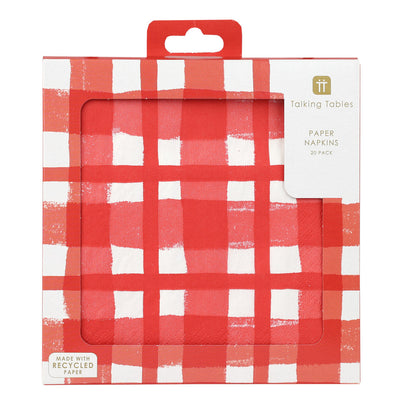 Red & White Check Napkins - 20 Pack | 4th of July Decor |