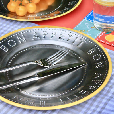 Bon Appetit Yellow Metal Reusable Plate - 25cm