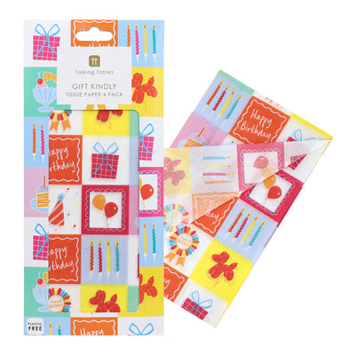 Birthday Icons Tissue Paper - 4 Sheets | Birthday Decor |