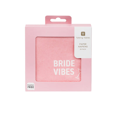 Pink Bride Paper Cocktail Napkins - 20 Pack | Bachelorette Party Supplies |